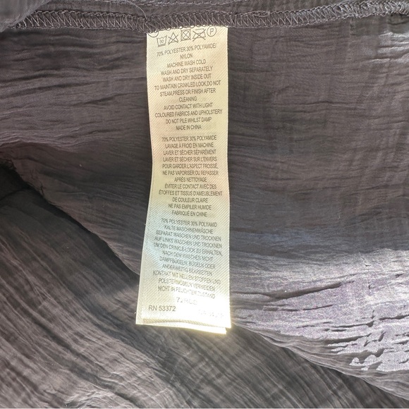 French Connection Boza Crinkle Smocked Ruffle Neck Blouse Utility Blue - Picture 6 of 6